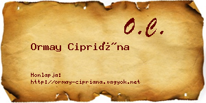 Ormay Cipriána névjegykártya